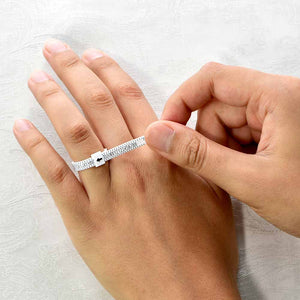 A person measuring their finger size