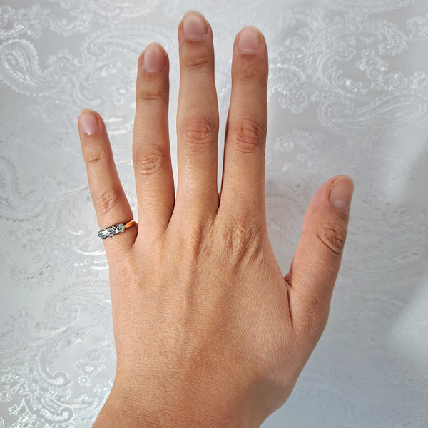 The Vintage 1979 Illusion Set Brilliant Cut Trio of Diamonds Ring - Antique Jewellers