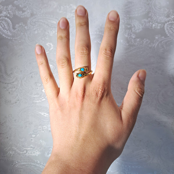 The Antique Victorian Turquoise Snake Ring - Antique Jewellers