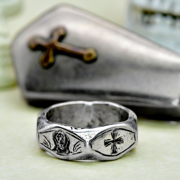 The Antique Georgian Chi Rho Memento Mori Ring - Antique Jewellers