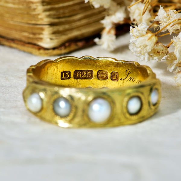 The Antique Victorian Pearl and Plaited Hair Mourning Ring - Antique Jewellers