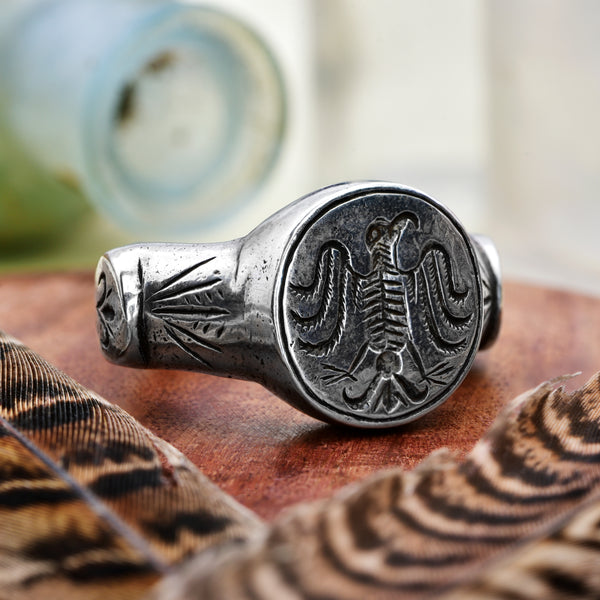 The Ancient Medieval Giant Eagle Silver Ring - Antique Jewellers