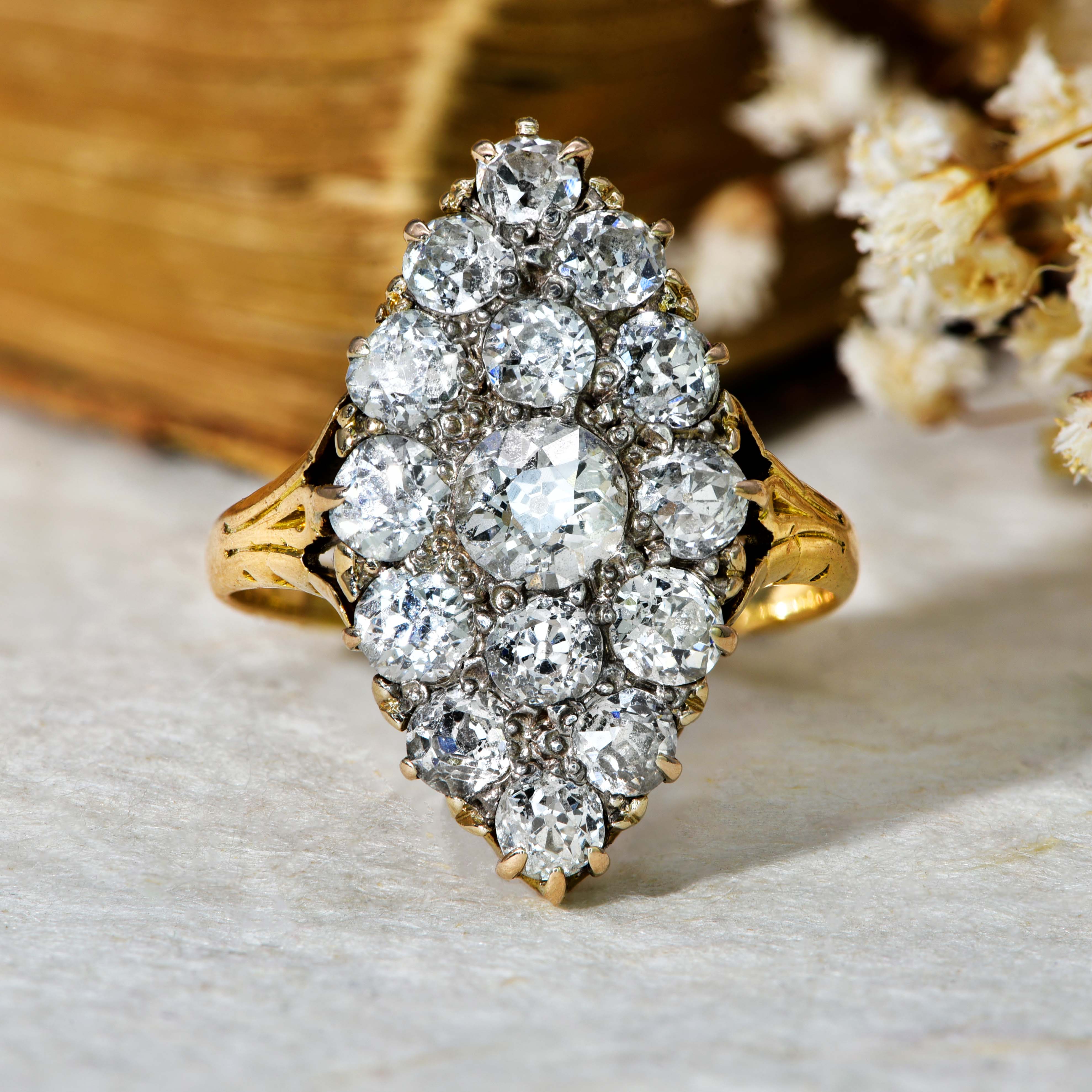 Antique navette deals diamond ring