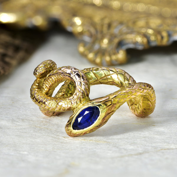 The Antique Russian Coiled Sapphire Snake Ring - Antique Jewellers