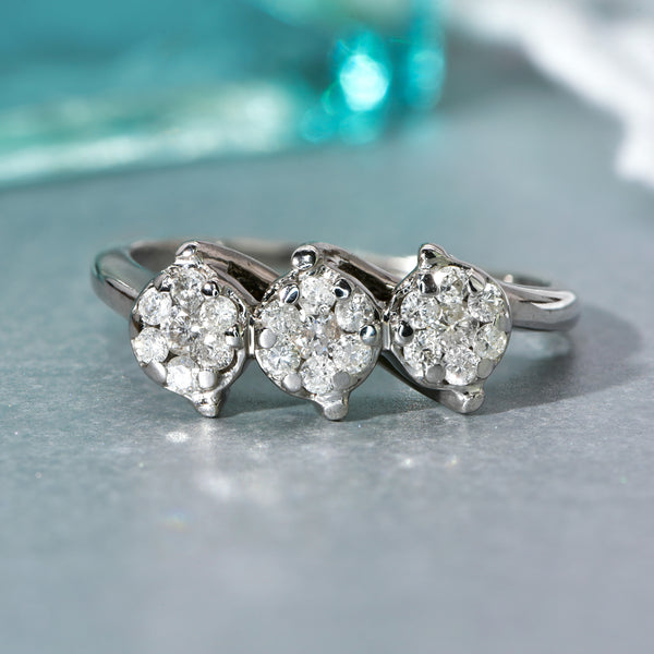 The Contemporary 2009 White Gold Triple Cluster Ring