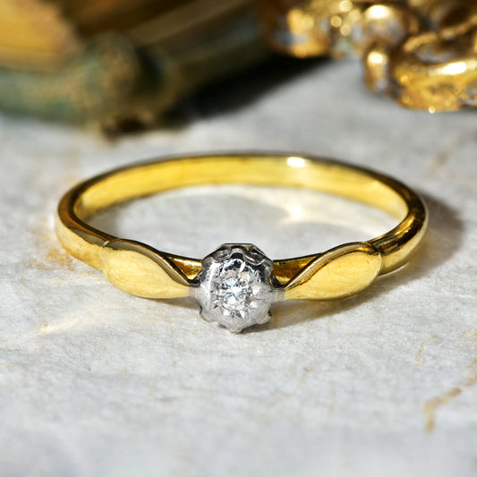 The Vintage 1977 Solitaire Rubover Set Diamond Ring - Antique Jewellers