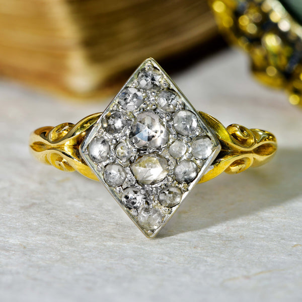 The Antique Rose Cut Diamond and Zircon Cluster Ring - Antique Jewellers