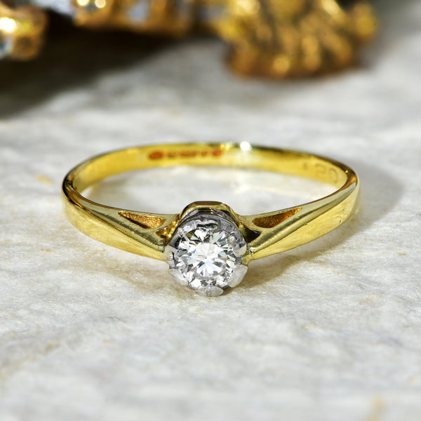 The Vintage 1990 Brilliant Cut Solitaire Diamond Ring - Antique Jewellers