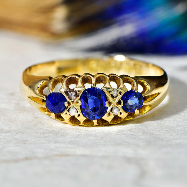 The Antique Edwardian 1905 Sapphire and Diamond Ring - Antique Jewellers