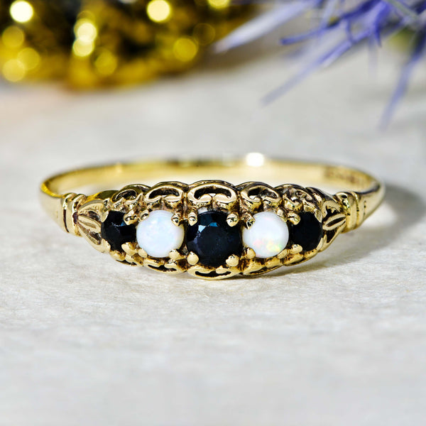 The Vintage 1989 Opal and Sapphire Ring - Antique Jewellers