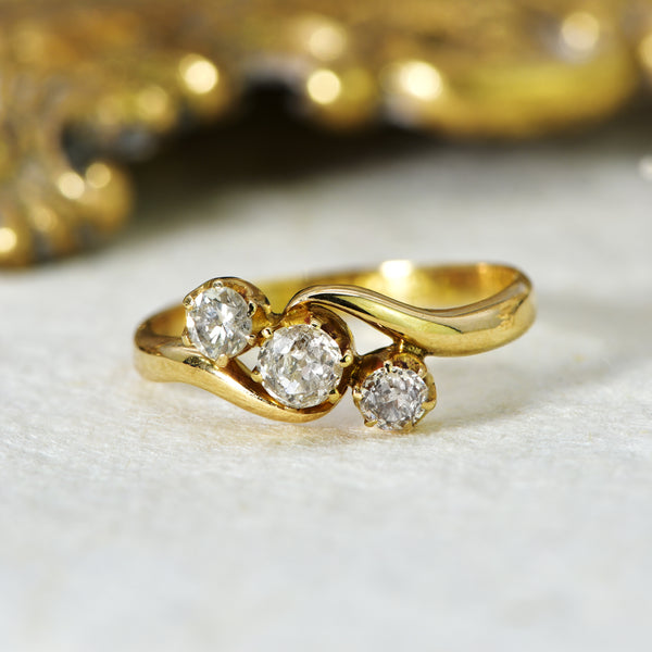 The Antique Edwardian Old European And Brilliant Diamond Trio Ring - Antique Jewellers