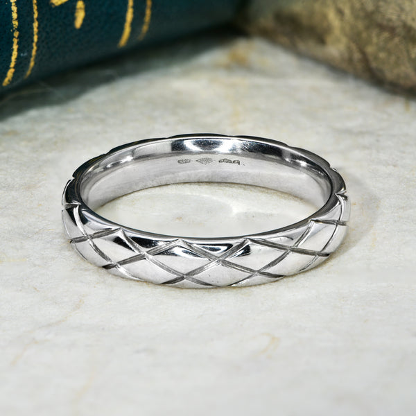 The Contemporary Platinum Quilted Wedding Ring - Antique Jewellers