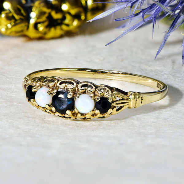 The Vintage 1989 Opal and Sapphire Ring - Antique Jewellers