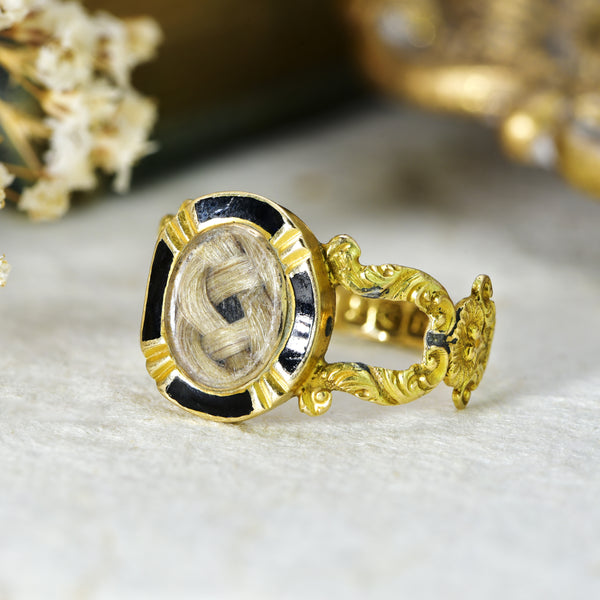 The Antique Georgian Lattice Mourning Ring - Antique Jewellers