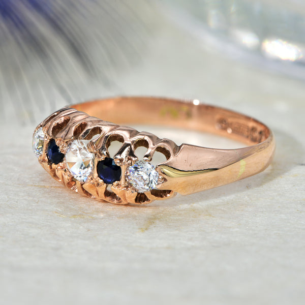 The Antique 1919 Sapphire and Clear Stone Ring - Antique Jewellers
