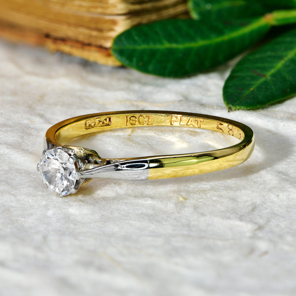 The Vintage Brilliant Cut Diamond Light Shouldered Ring - Antique Jewellers