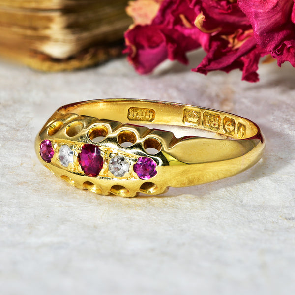 The Antique 1918 Ruby and Eight Cut Diamond Ring - Antique Jewellers