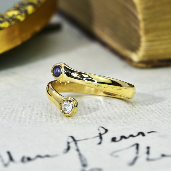 The Vintage Blue Topaz and Eight Cut Diamond Snake Ring - Antique Jewellers