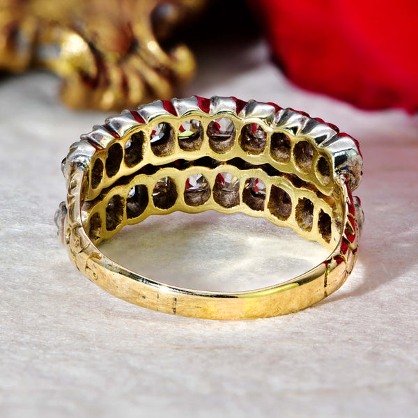 The Antique Early Victorian Twenty Old Cut Diamond Half Hoop Ring - Antique Jewellers