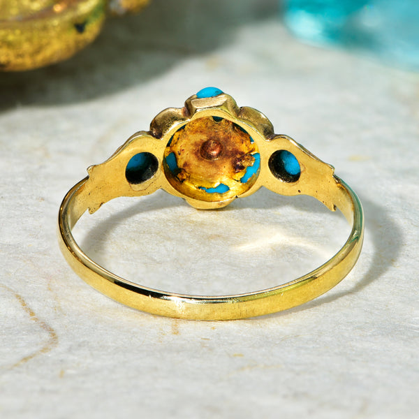 The Antique Eight Turquoise and Diamond Ring - Antique Jewellers
