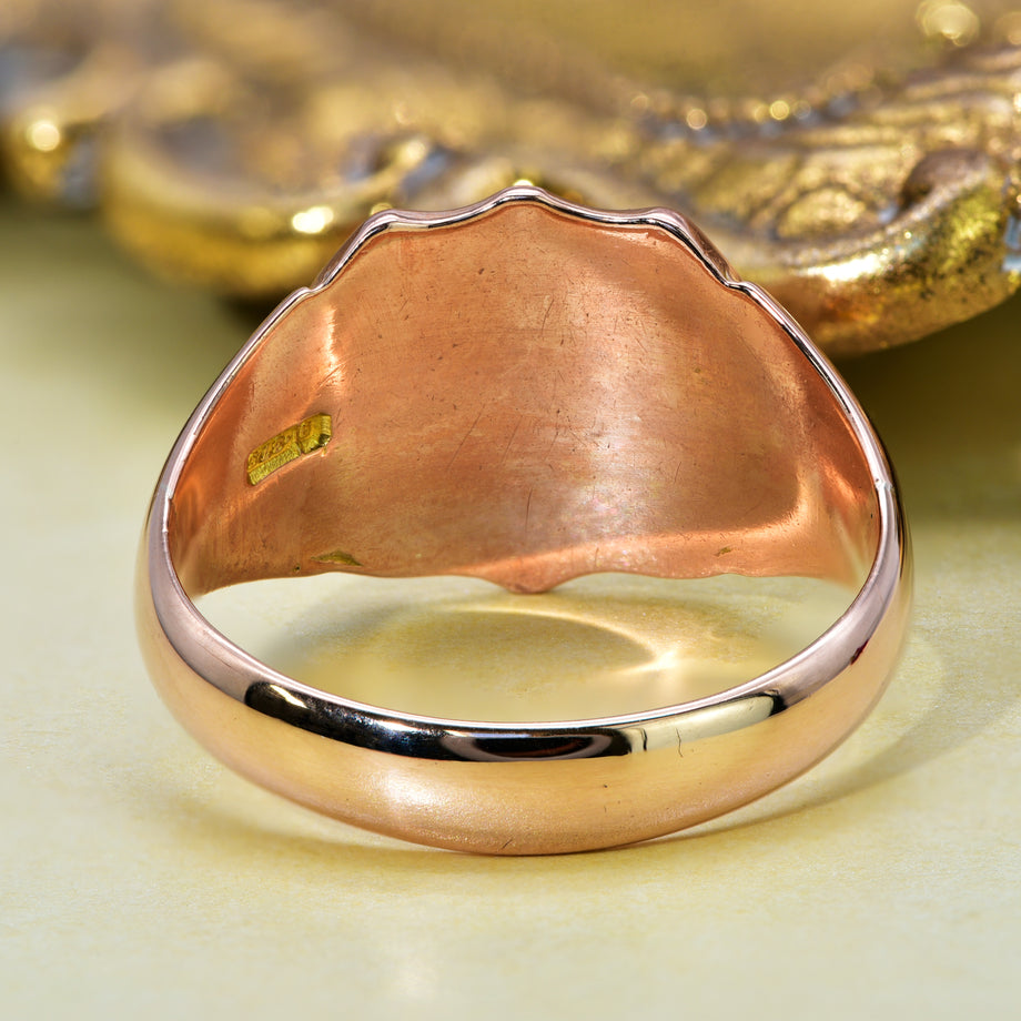The Antique 1915 Rose Gold Shield Signet Ring - Antique Jewellers