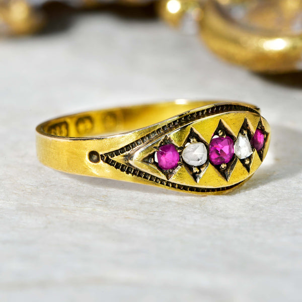 The Antique 1878 Old Cut Diamond and Ruby Ring - Antique Jewellers
