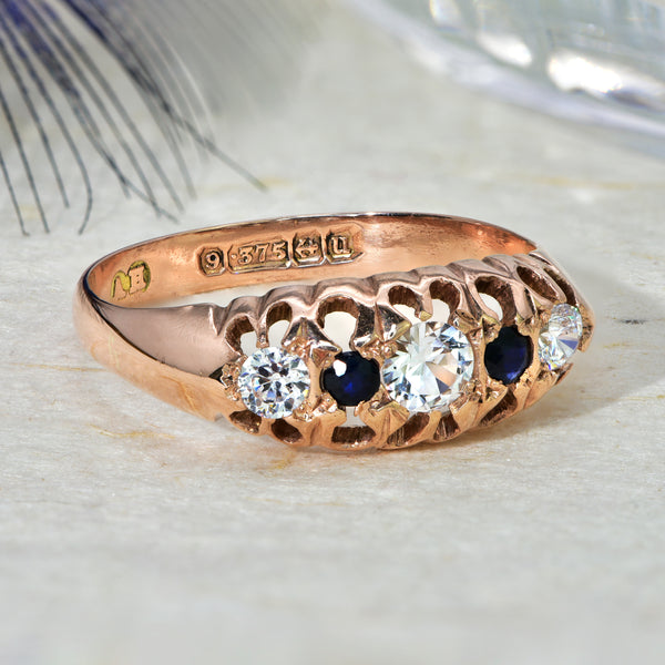 The Antique 1919 Sapphire and Clear Stone Ring - Antique Jewellers