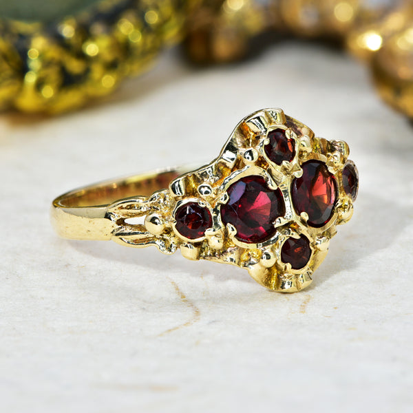 The Vintage 1972 Garnet Cluster Ring - Antique Jewellers