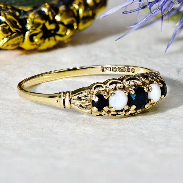 The Vintage 1989 Opal and Sapphire Ring - Antique Jewellers