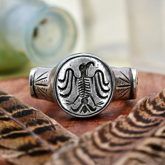 The Ancient Medieval Giant Eagle Silver Ring - Antique Jewellers