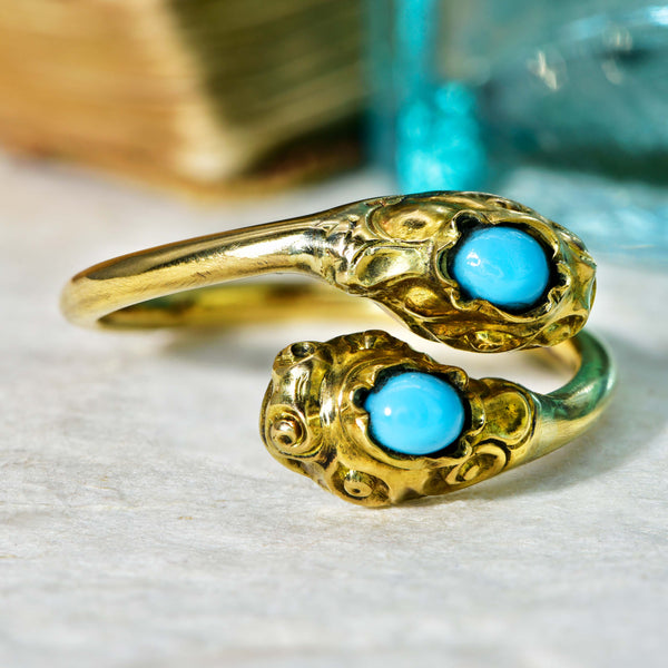 The Antique Victorian Turquoise Snake Ring - Antique Jewellers