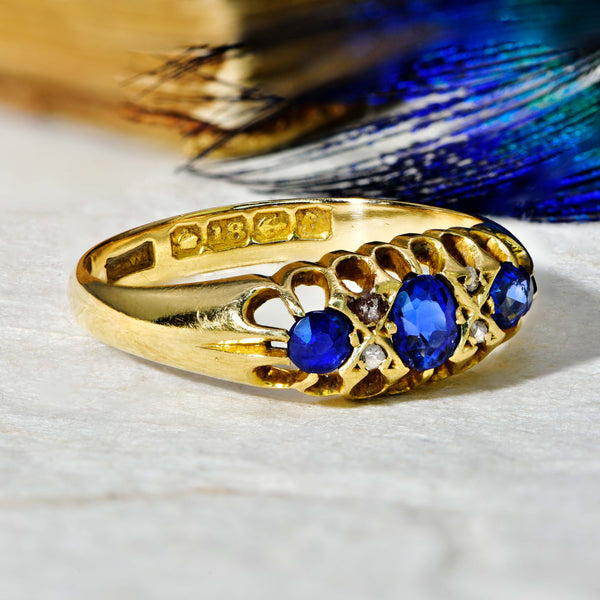 The Antique Edwardian 1905 Sapphire and Diamond Ring - Antique Jewellers