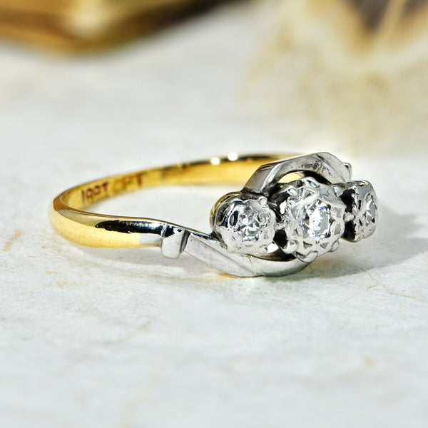 The Vintage Illusion Twist Brilliant Cut Diamond Ring - Antique Jewellers
