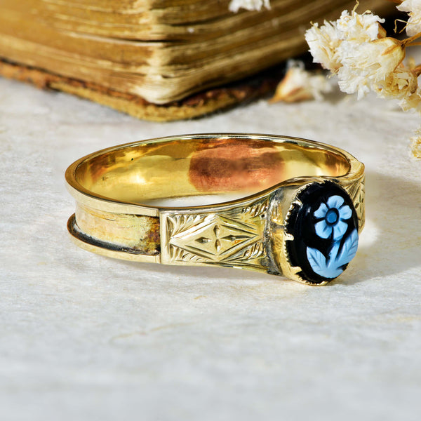 The Antique Victorian Onyx Cameo Mourning Ring - Antique Jewellers