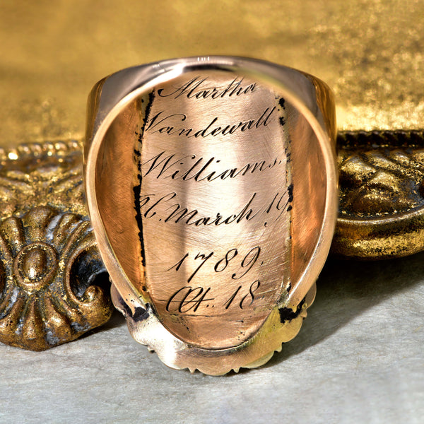 The Antique Georgian Diamond, Pearl and Enamel Mourning Ring - Antique Jewellers