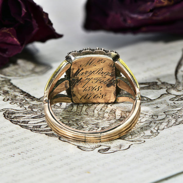 The Antique Georgian Pearl and Rose Gold Mourning Ring - Antique Jewellers
