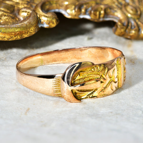 The Antique 1916 9ct Gold Floral Belt Ring - Antique Jewellers