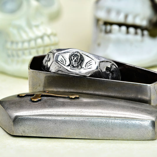 The Antique Georgian Chi Rho Memento Mori Ring - Antique Jewellers