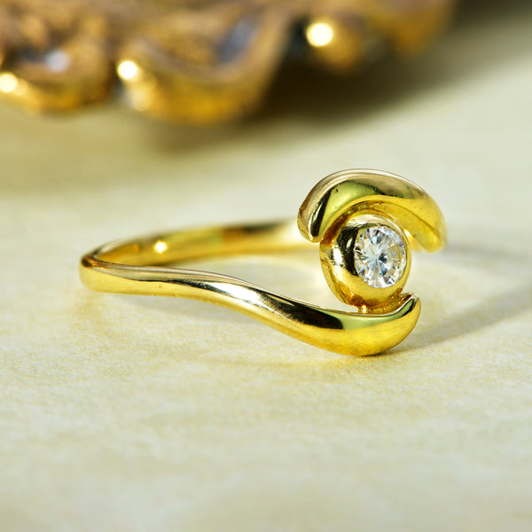 The Vintage Brilliant Cut Solitaire Diamond Twist Ring - Antique Jewellers