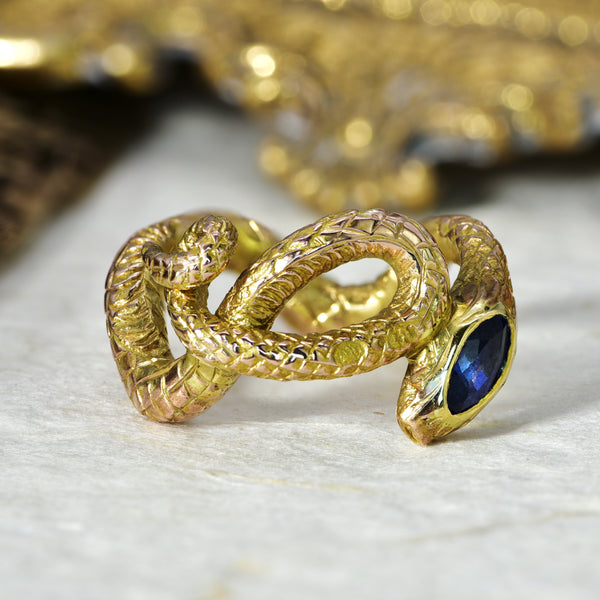 The Antique Russian Coiled Sapphire Snake Ring - Antique Jewellers