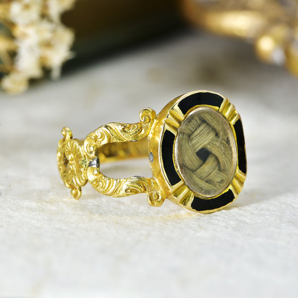 The Antique Georgian Lattice Mourning Ring - Antique Jewellers