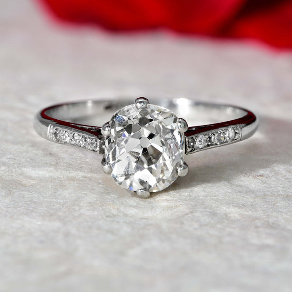 1.66ct VS Blue Diamond Matching Engagement Ring Set Antique Style